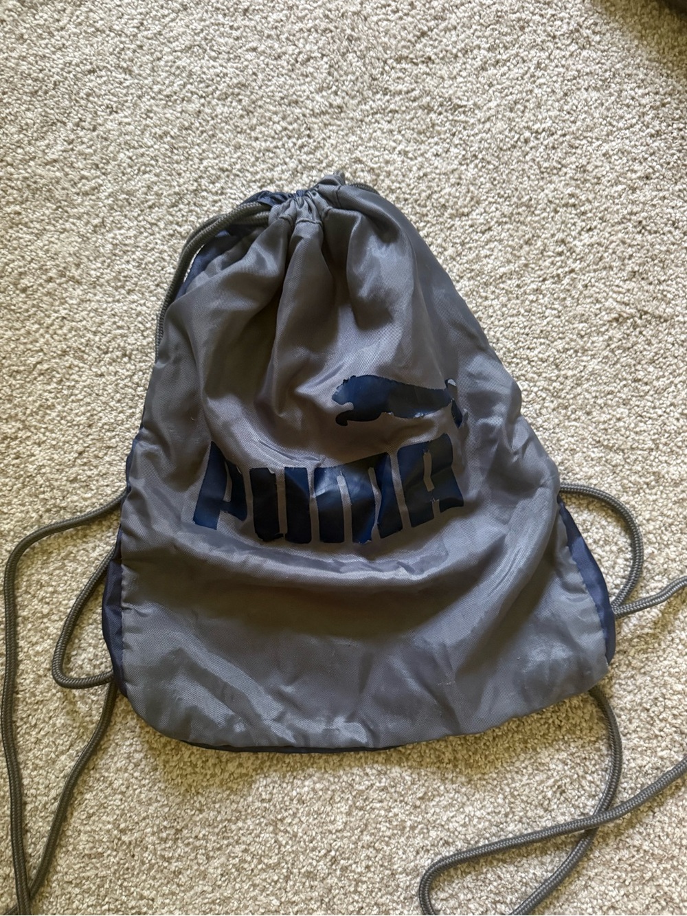 Puma Gray Drawstring Sports Sack with Navy Logo